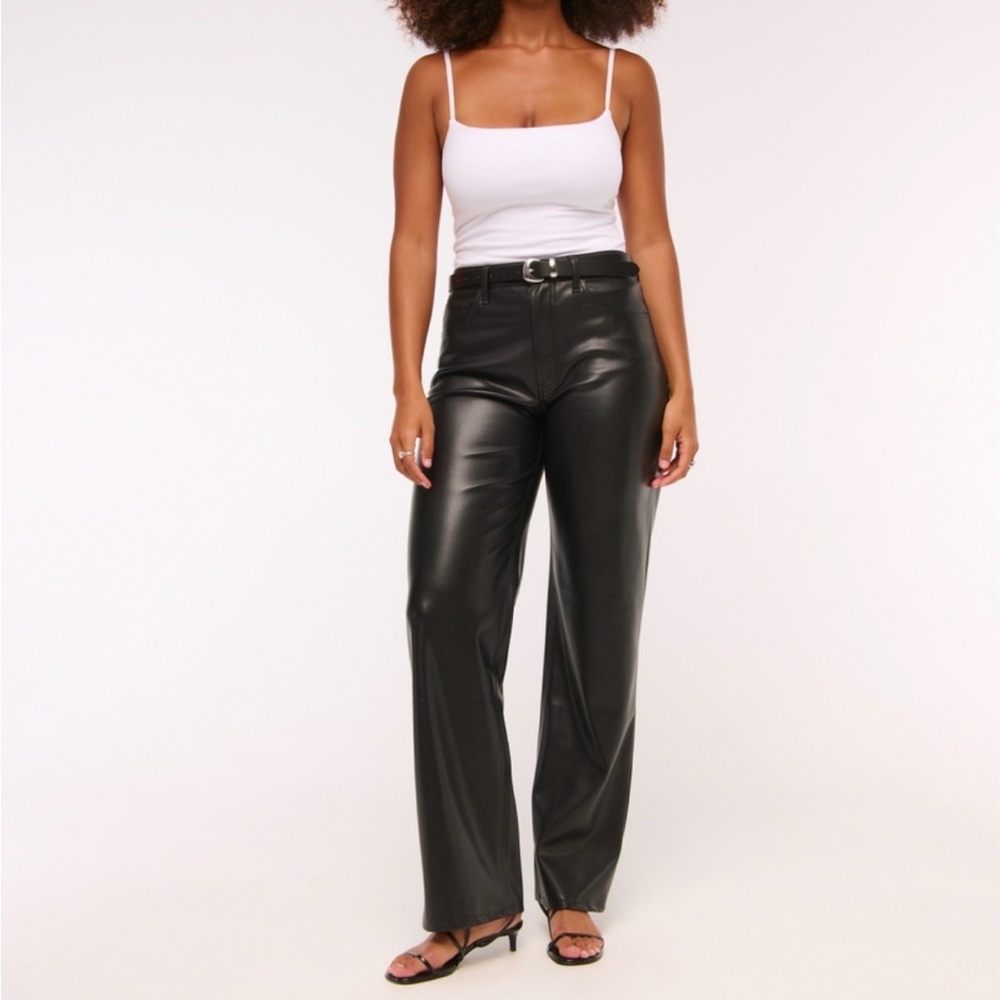 Abercrombie & Fitch Curve Love Vegan Leather Pants - High Rise 90s Relaxed